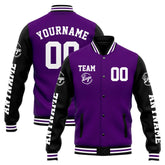 Custom Varsity Jacket Letterman Jacket For Men, Women And Youth Purple Black
