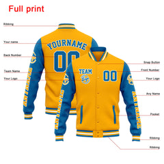 Custom Varsity Jacket Letterman Jacket For Men, Women And Youth Orange Blue