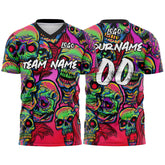 Custom Fantasy Skeleton-Pink&Green T-Shirts for Sports Fans, Personalized Name and Number