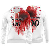 Custom White&Red&Black 3D Pattern Design Bomber Full-Snap Varsity Hoodie