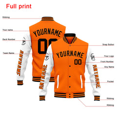 Custom Varsity Jacket Letterman Jacket For Men, Women And Youth Orange White