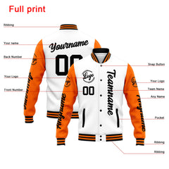 Custom Varsity Jacket Letterman Jacket For Men, Women And Youth Orange White