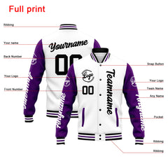 Custom Varsity Jacket Letterman Jacket For Men, Women And Youth Purple White