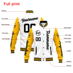 Custom Varsity Jacket Letterman Jacket For Men, Women And Youth Yellow White
