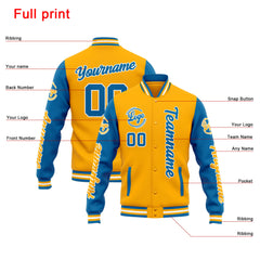 Custom Varsity Jacket Letterman Jacket For Men, Women And Youth Orange Blue