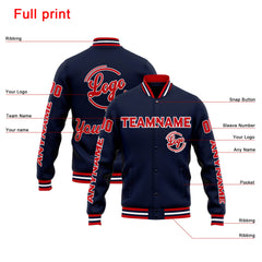 Custom Varsity Jacket Letterman Jacket For Men, Women And Youth Navy Red