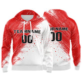 Custom Red&White&Black 3D Pattern Design Bomber Full-Snap Varsity Hoodie