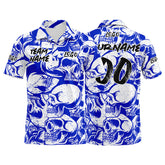 Custom Retro Skull-Royal&White Football Polo Shirts Add Your Unique Logo/Name/Number