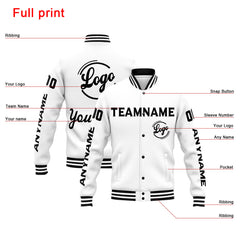 Custom Varsity Jacket Letterman Jacket For Men, Women And Youth White