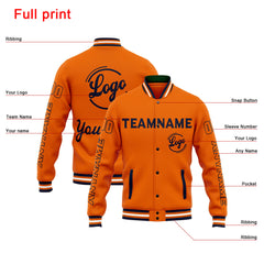 Custom Varsity Jacket Letterman Jacket For Men, Women And Youth Navy Orange