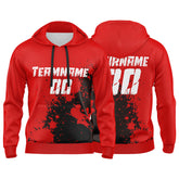 Custom Red&Black&White 3D Pattern Design Bomber Full-Snap Varsity Hoodie