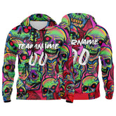 Custom Sweatshirt Hoodie For Man Woman Girl Boy Print Your Logo Name Number Fantasy Skeleton-Pink&Green