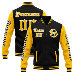 Custom Varsity Jacket Letterman Jacket For Men, Women And Youth Yellow Black