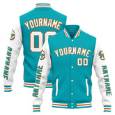 Custom Varsity Jacket Letterman Jacket For Men, Women And Youth Teal White