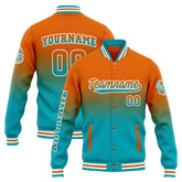 Custom Varsity Jacket Letterman Jacket For Men, Women And Youth Orange Teal Gradient