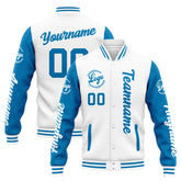 Custom Varsity Jacket Letterman Jacket For Men, Women And Youth White Blue