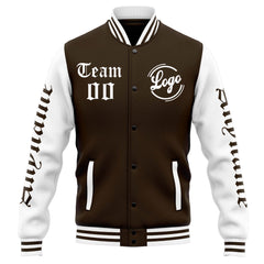 Custom Varsity Jacket Letterman Jacket For Men, Women And Youth Brown White