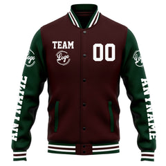 Custom Varsity Jacket Letterman Jacket For Men, Women And Youth Brown Green