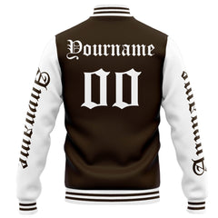 Custom Varsity Jacket Letterman Jacket For Men, Women And Youth Brown White