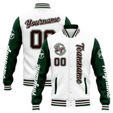 Custom Varsity Jacket Letterman Jacket For Men, Women And Youth White Green Brown