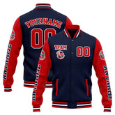 Custom Varsity Jacket Letterman Jacket For Men, Women And Youth Navy Red