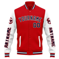 Custom Varsity Jacket Letterman Jacket For Men, Women And Youth Red White