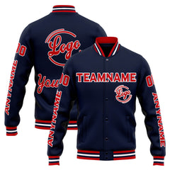 Custom Varsity Jacket Letterman Jacket For Men, Women And Youth Navy Red