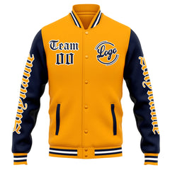 Custom Varsity Jacket Letterman Jacket For Men, Women And Youth Orange Navy