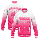 Custom Varsity Jacket Letterman Jacket For Men, Women And Youth White Pink Gradient