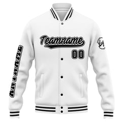 Custom Varsity Jacket Letterman Jacket For Men, Women And Youth White Black