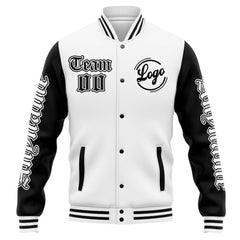 Custom Varsity Jacket Letterman Jacket For Men, Women And Youth White Black