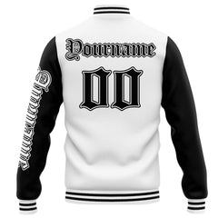 Custom Varsity Jacket Letterman Jacket For Men, Women And Youth White Black