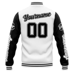 Custom Varsity Jacket Letterman Jacket For Men, Women And Youth White Black