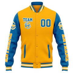 Custom Varsity Jacket Letterman Jacket For Men, Women And Youth Orange Blue
