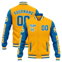 Custom Varsity Jacket Letterman Jacket For Men, Women And Youth Orange Blue