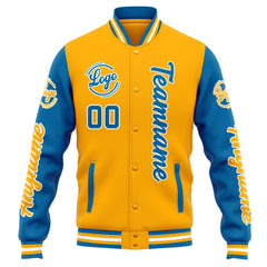 Custom Varsity Jacket Letterman Jacket For Men, Women And Youth Orange Blue