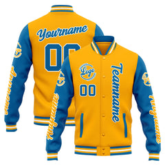Custom Varsity Jacket Letterman Jacket For Men, Women And Youth Orange Blue