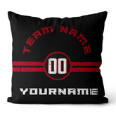 Custom Football Throw Pillow for Men Women Boy Gift Printed Your Personalized Name Number Black & White & Red