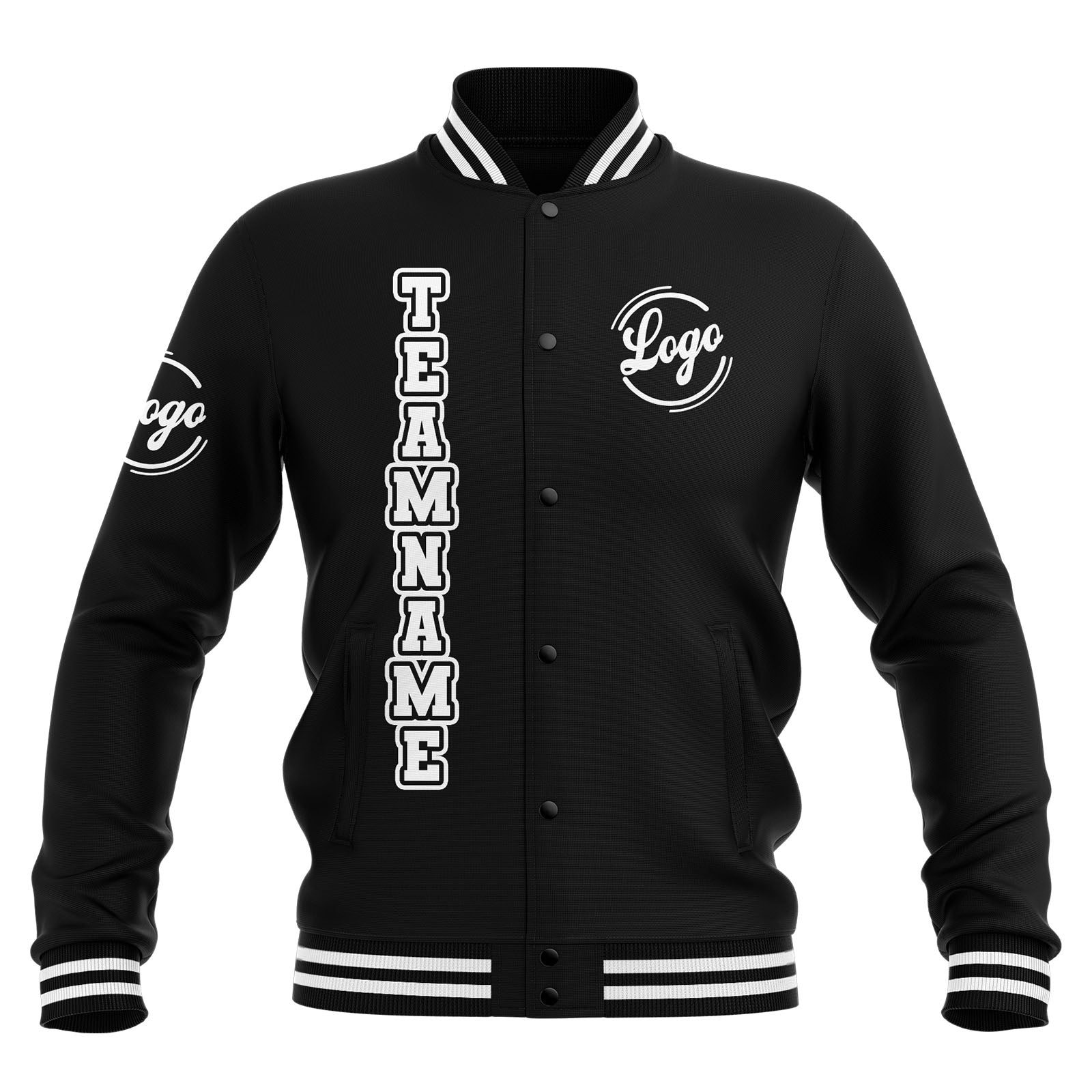 Custom Black White Waterproof Varsity Jackets Personalized Stitched Name Number Logo to Letterman Jackets