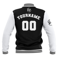 Custom Black White Waterproof Varsity Jackets Personalized Stitched Name Number Logo to Letterman Jackets