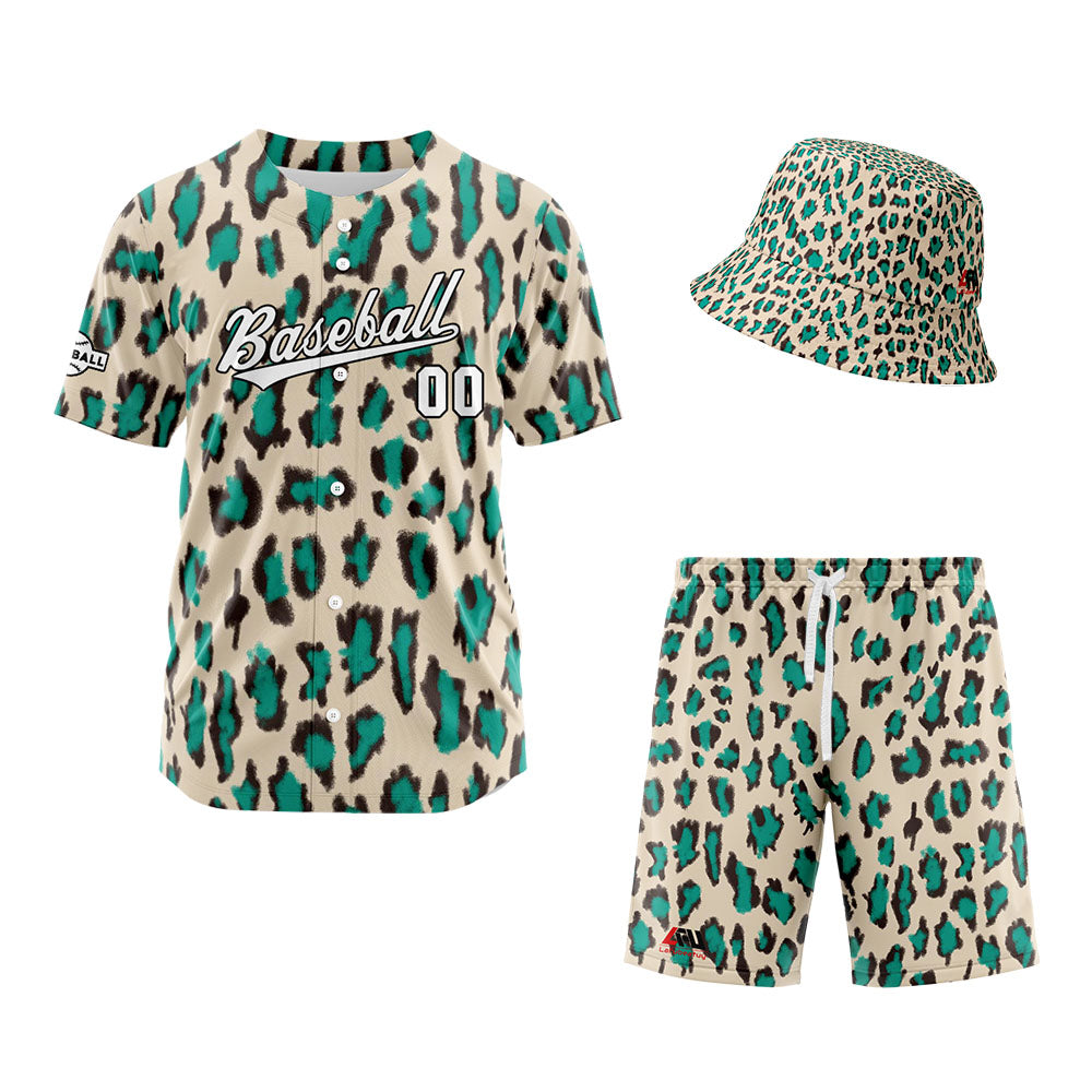 Custom Hawaiian Baseball Jersey and Shorts Set 2 Pieces Print Beach Suit with adults and kid for Bucket Hats