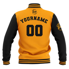 Custom Black Yellow Waterproof Varsity Jackets Personalized Stitched Name Number Logo to Letterman Jackets