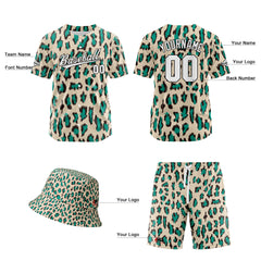 Custom Hawaiian Baseball Jersey and Shorts Set 2 Pieces Print Beach Suit with adults and kid for Bucket Hats