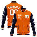 Custom Varsity Jacket Letterman Jacket For Men, Women And Youth Navy Orange