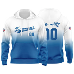 Custom Gradient Hoodie For Man Woman Girl Boy Print Your Logo Name Number White Blue