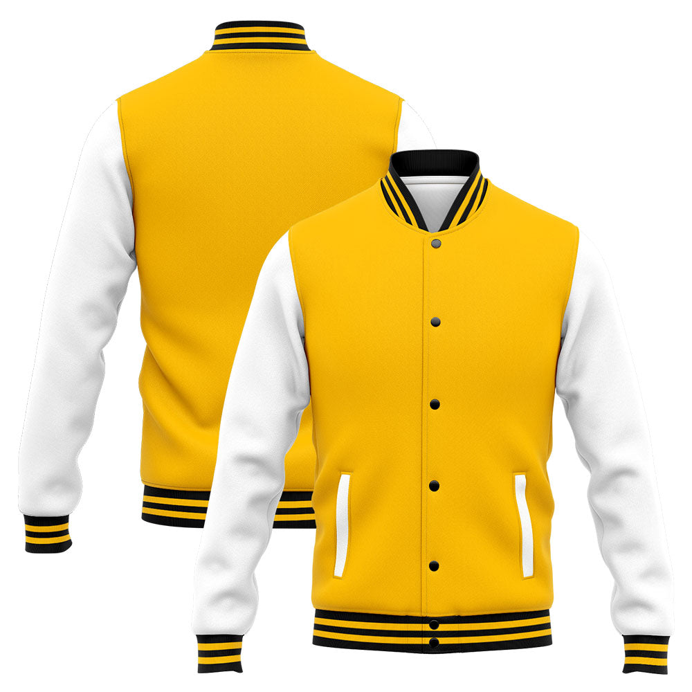 Custom Varsity Jacket Letterman Jacket For Men, Women And Youth Yellow White