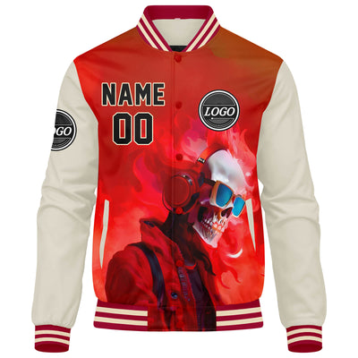 Custom Varsity Jacket Letterman Jacket For Men, Women And Youth Red Cream