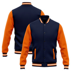 Custom Varsity Jacket Letterman Jacket For Men, Women And Youth Navy Orange