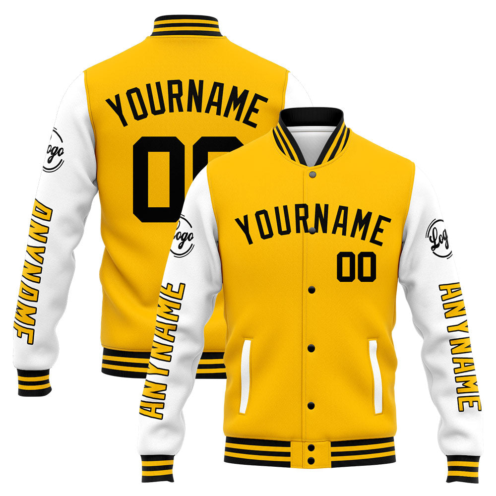 Custom Varsity Jacket Letterman Jacket For Men, Women And Youth Yellow White