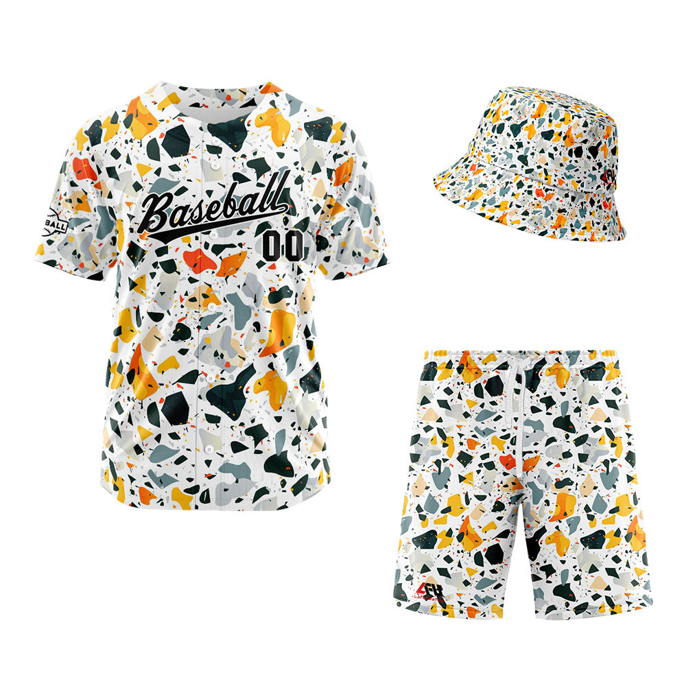 Custom Hawaiian Baseball Jersey and Shorts Set 2 Pieces Print Beach Suit with adults and kid for Bucket Hats